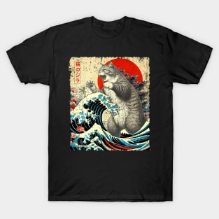 Catzilla Cat Japanese Art Funny T-Shirt